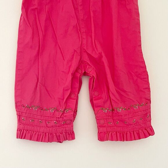 Vintage Baby Girl Carter's 9 Month Playful Pink Overalls Floral Embroidered - Picture 6 of 13